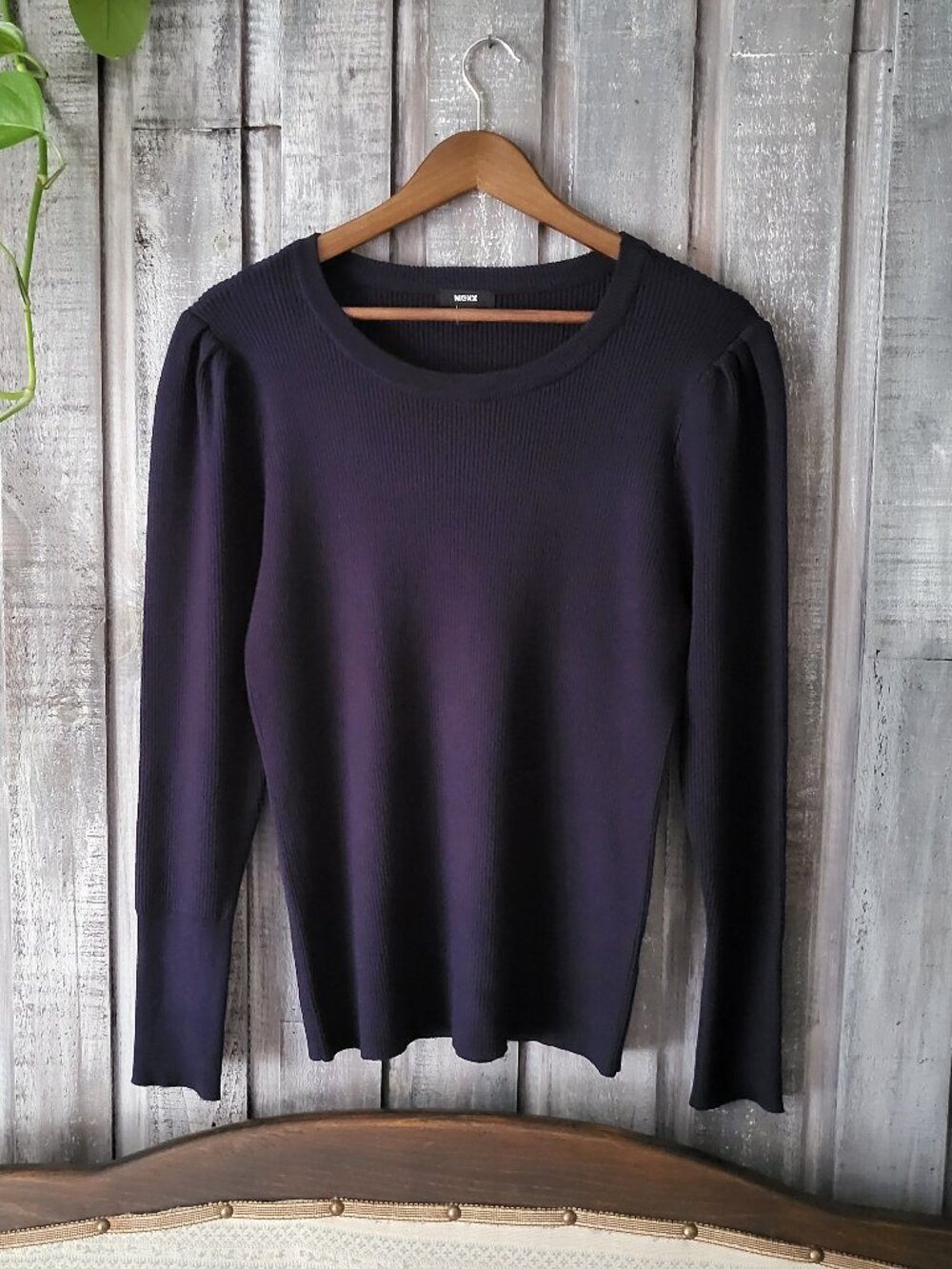 Mexx Ribbed Knit Puff Sleeve Sweater NWOT Hyper Stretch XL